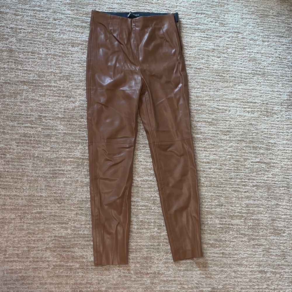 Brown zara leather pants